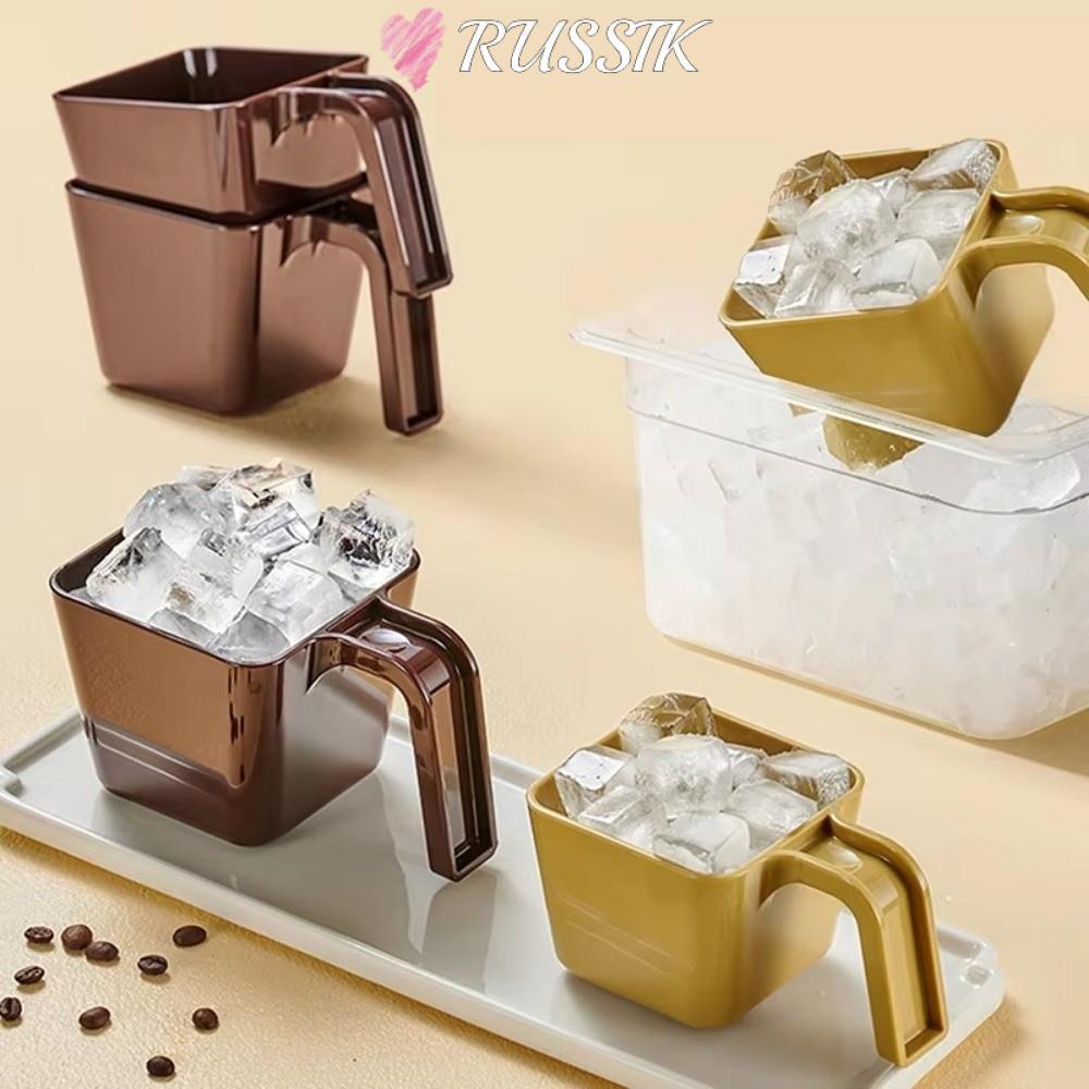 RUSSIK ที่ตักน้ําแข็ง, ร้านกาแฟ 280/350/470/590ML พลั่วน้ําแข็ง, แบบพกพาพลาสติกสแควร์พลั่วน้ําแข็ง Gadget เครื่องครัว