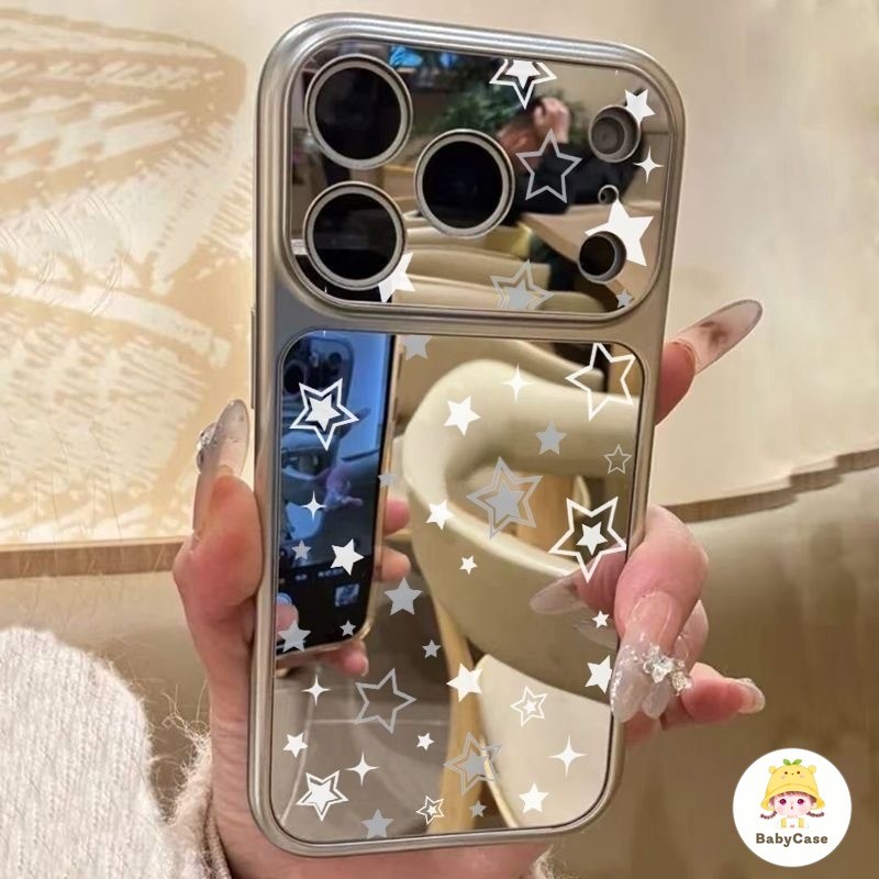 เหมาะสำหรับ IPhone XR X XS Max 17 14 15Plus 12ProMAX 17AIR 16 11 13 หญิงสาวหัวใจวินาทีเปลี่ยนกระจก ins กรณีโทรศัพท์