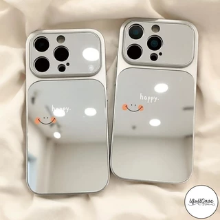 เคสไอโฟน13 17 เคสกระจก ลายหน้ายิ้ม happy สไตล์ฮิต สำหรับ IPhone 15 11 17 13 Air 16 12 14 Pro Max X XR XS 15 16 Plus