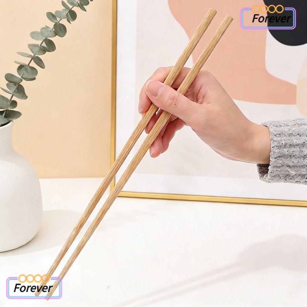 FOREVER ตะเกียบไม้ไผ่ 1 คู่, 24/27/30/32 ซม.ไม่มีตะเกียบหม้อไฟขี้ผึ้ง, มัลติฟังก์ชั่นไม่มีสีตะเกียบกันลื่นยาวพิเศษในครัวเรือน