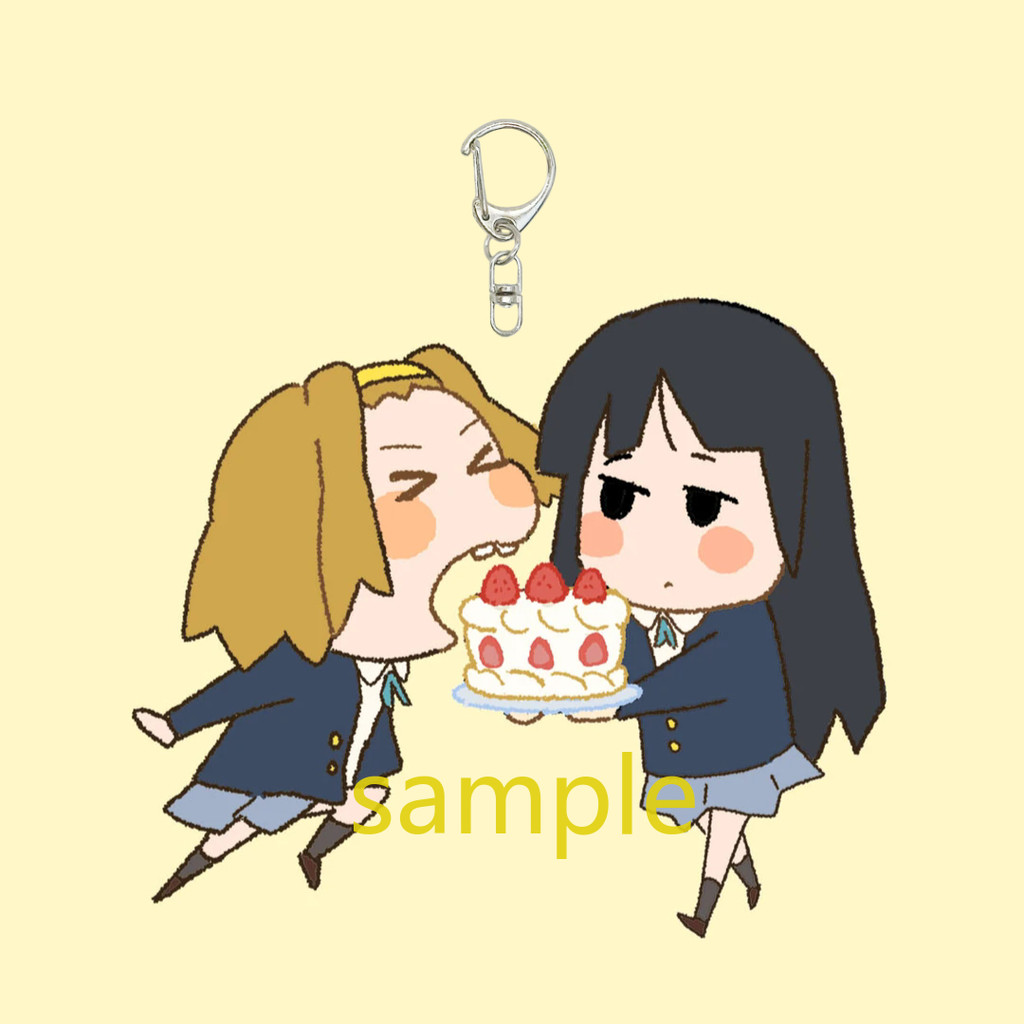 K-on กินเค้กพวงกุญแจอะนิเมะ Akiyama Mio Tainaka Ritsu อะคริลิคพวงกุญแจพวงกุญแจกระเป๋าจี้เครื่องประดับอุปกรณ์เสริมของขวัญเพื่อน