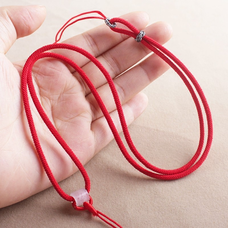 ทอมือ DIY ง่ายหยก cui จี้ Lanyard yu Pei ปลอดภัยหัวเข็มขัดสร้อยคอเชือกผู้ชายผู้หญิงปรับจี้เชือก