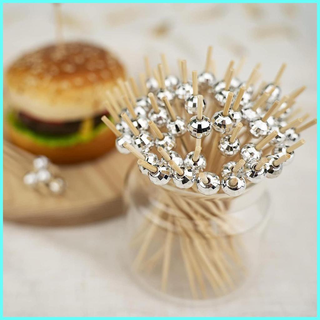 Disco Ball ค็อกเทล Picks 100 ชิ้นผลไม้ Sticks Disco Ball Stirrers สําหรับคริสต์มาสแซนวิช BBQ Charcut
