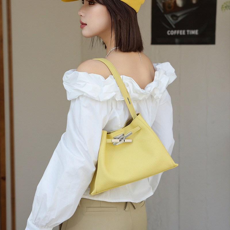 Lune Sac กระเป๋าถือหนังชั้นหนึ่งมีล็อค สไตล์สบายๆทันสมัย กระเป๋าสะพายข้างไปทำงาน