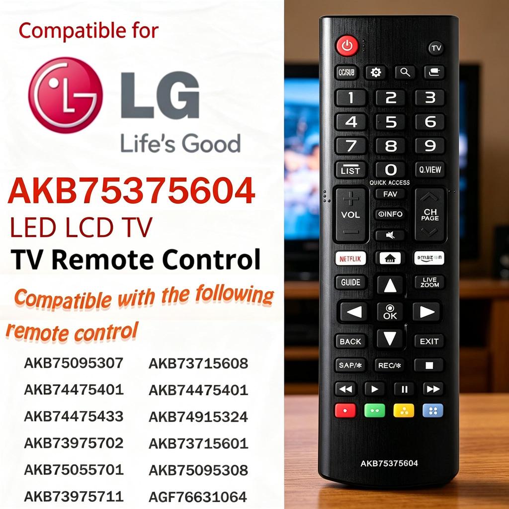 รีโมทสากลเหมาะสําหรับสมาร์ททีวี LG เข้ากันได้กับ LG ทุกรุ่น (LCD LED 3D HDTV) AKB75375604 ลูกชาย7509