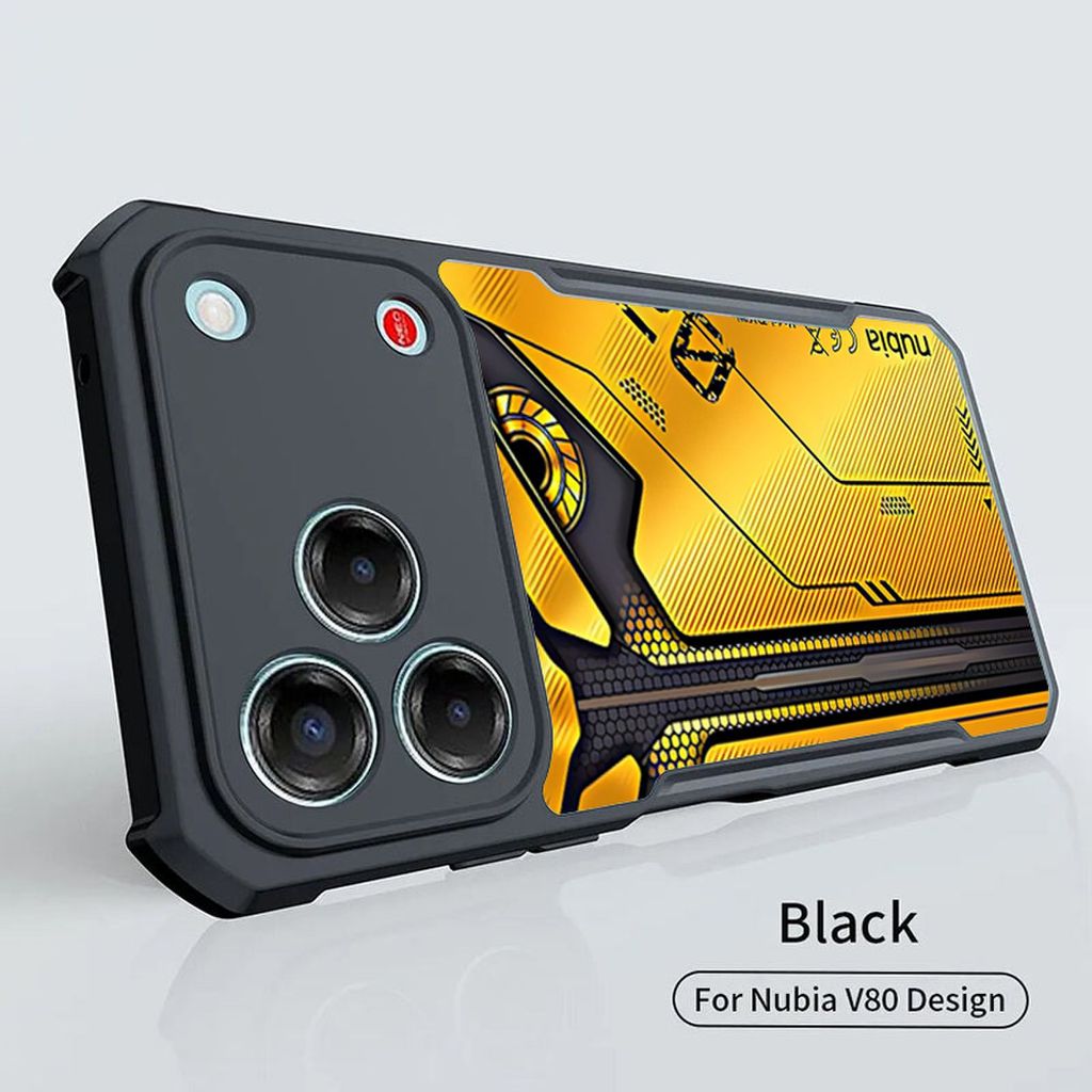 อะคริลิคเคสโทรศัพท์สําหรับ Nubia V80 Max กรณี Nubia V80 V70 ออกแบบ V80 Pro V70 Max หรูหรา Ultrathin กรอบสีดํา Drop-Proof Scratch Proof ป้องกัน A34-35