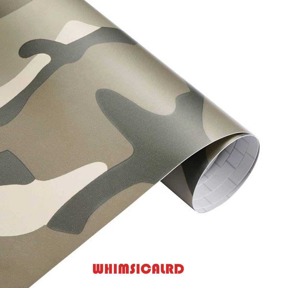 WHIMSIMSICALRD สติกเกอร์รถสีเขียว Camo ไวนิล PVC Auto Digital Wrap Film