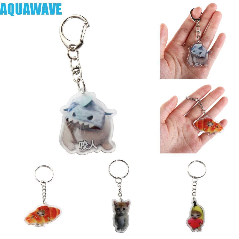 AQUAWAVE พวงกุญแจแมวกล้วย Happy, กระเป๋าเป้สะพายหลังแมวกล้วย Charm Banana Cat ห่วงโซ่โทรศัพท์มือถือ,