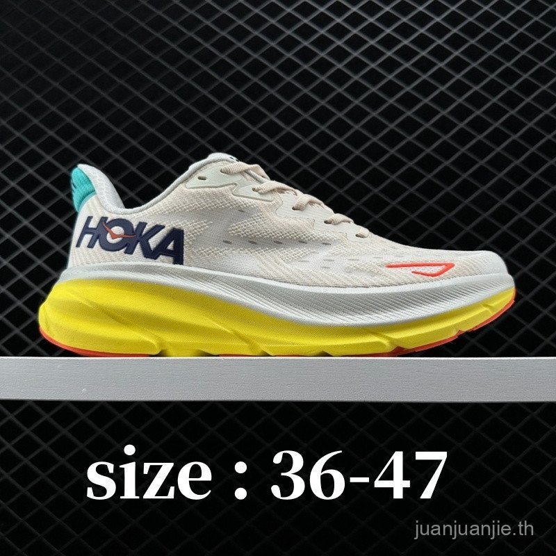 HOKA ONE ONE Clifton 9 สำหรับทั้งผู้ชายและผู้หญิง รองเท้าวิ่งกันกระแทก มีให้เลือกตั้งแต่ไซส์ 36 ถึง 47