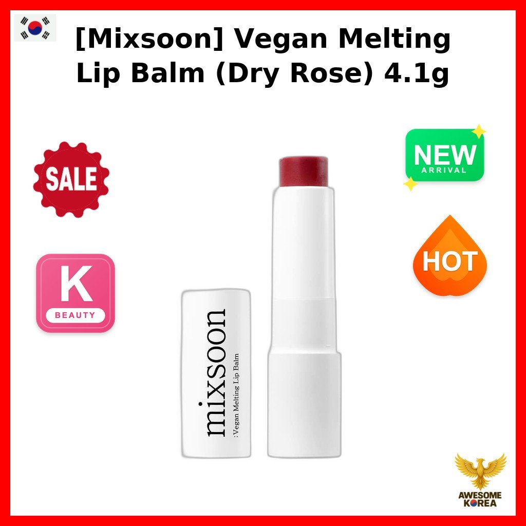 [Mixsoon] Vegan Melting Lip Balm (Dry Rose) 4.1g / ลิปบาล์มเกาหลี / สูตรมังสวิรัติ / ของแท้ 100% โดย
