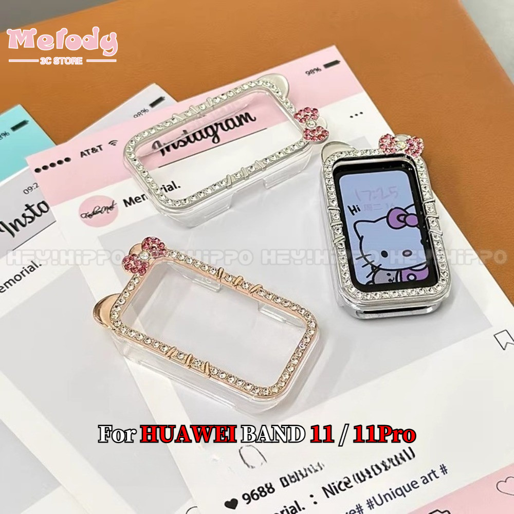 Huawei11 Shining ป้องกันสําหรับ Huawei Band 11 11Pro น่ารัก KT คริสตัลนาฬิกาสําหรับ huaweiband 10 9 