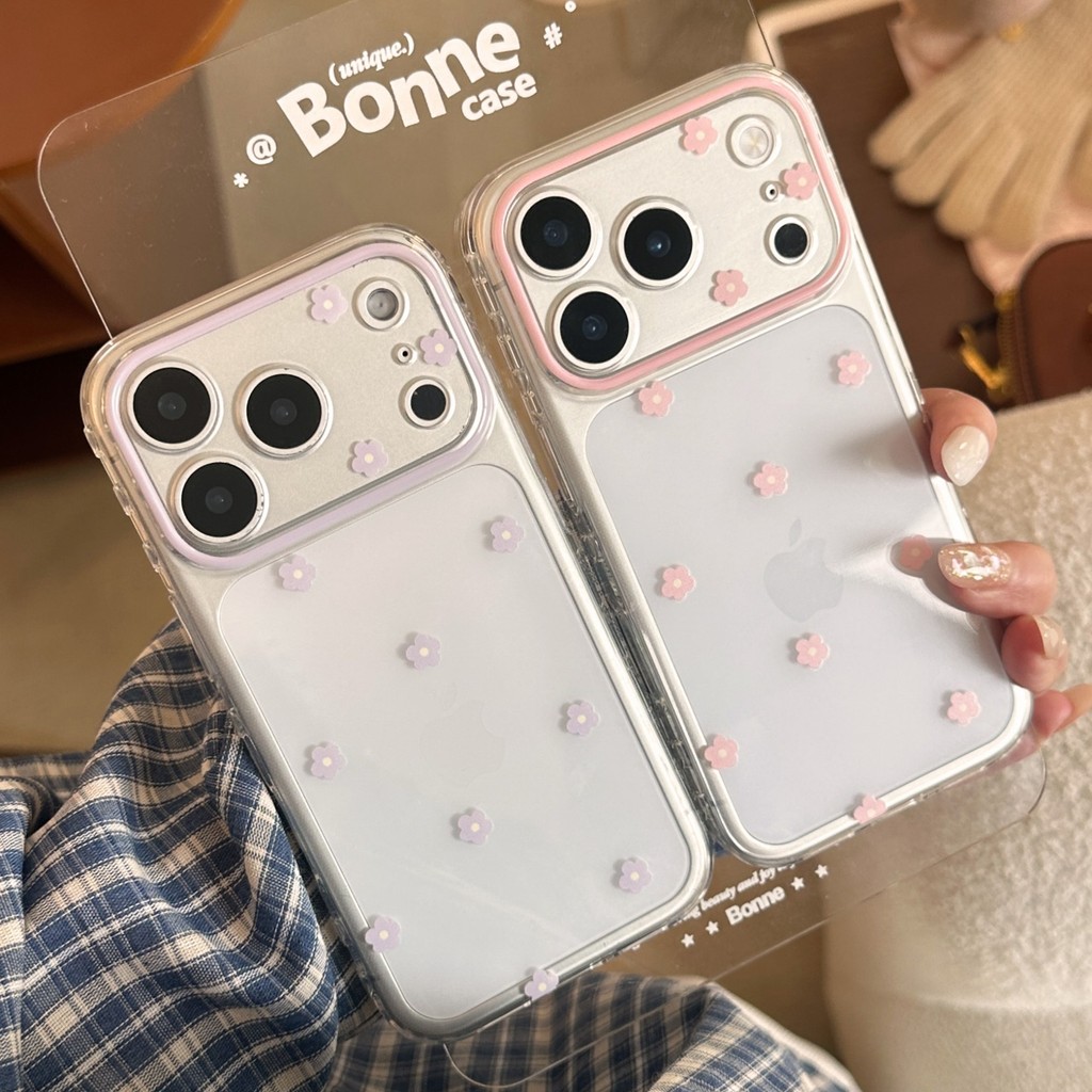 เคสโทรศัพท์ป้องกันลายดอกไม้ขนาดเล็กเรียบง่ายโปร่งใสทําจาก ทีพียู เข้ากันได้กับ ไอโฟน 11, 12, 13, 14, 15, 16, 17 มือโปร สูงสุด