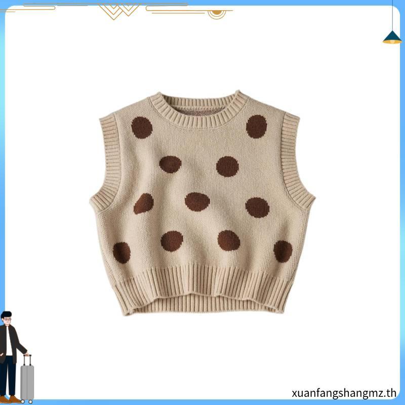 AILUMI - Polka Dot Top เสื้อครอปลายจุด แขนกุด แมทช์ง่าย ใส่ได้หลายสไตล์