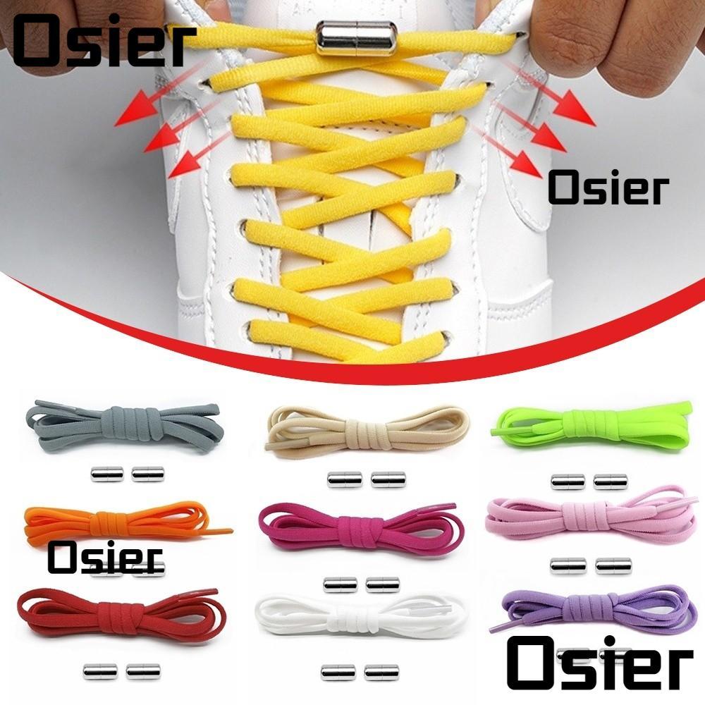 OSIER No Tie Shoelaces, ล็อคโลหะครึ่งวงกลมรองเท้าผ้าใบ Shoestrings, Quick Fit Elastic One Size เหมาะกับทุกปรับ Lazy Laces รองเท้าอุปกรณ์เสริม