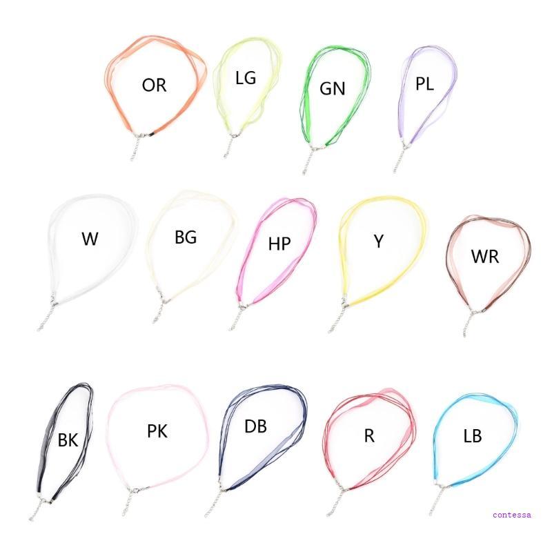 CON 10PCS DIY ริบบิ้นสร้อยคอสายไฟเชือกริบบิ้นปรับสร้อยคอเชือกเครื่องประดับค้นหาสําหรับหัตถกรรมอุปกรณ
