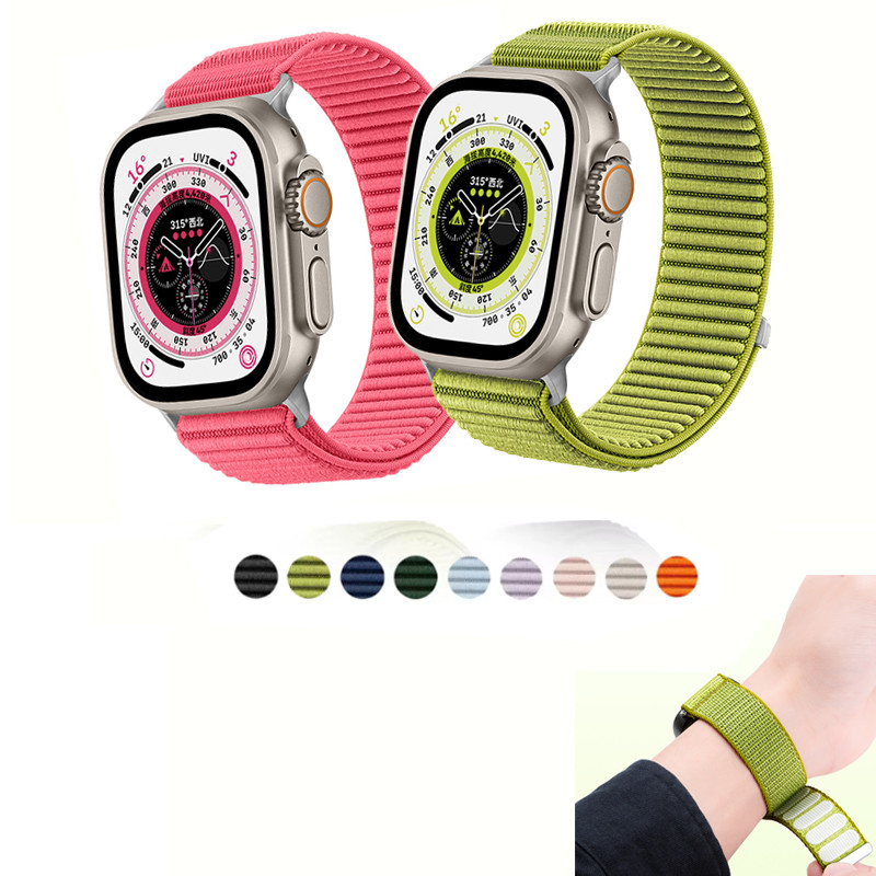 สายรัดไนลอนสําหรับ Apple Watch Ultra 3 2 SE 3 2 Series 11 10 9 8 7 6 IWatch 44 40 42 46 49 45 41 มม.กีฬาไนลอน Band Smartwatch สร้อยข้อมืออุปกรณ์เสริม