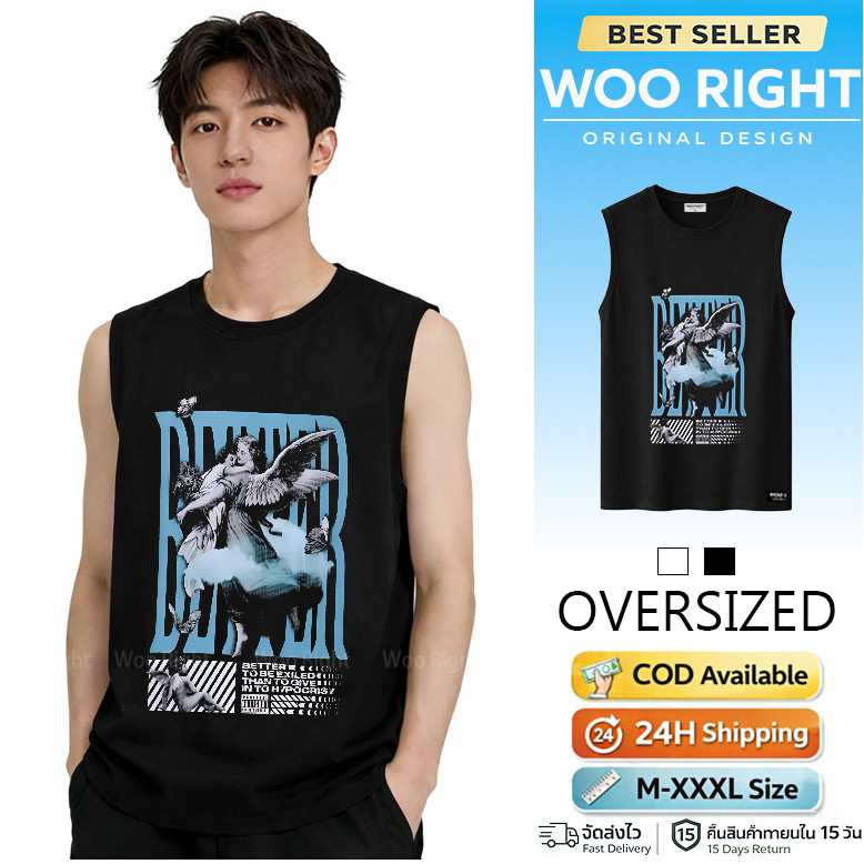 COD เสื้อแขนกุด เสื้อกล้ามผู้ชาย เสื้อแฟชั่นผู้ชาย ผ้าคอตตอนนุ่ม ใส่สบาย ระบายอากาศดี ทรงหลวม เท่ ใส่เที่ยว #9