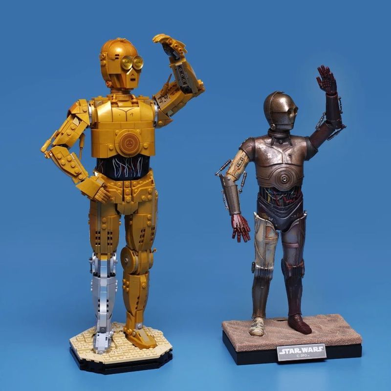 ใช้งานร่วมกับ Lego Star Wars 75398 หุ่นยนต์ C-3PO เครื่องประดับประกอบอาคารบล็อกของเล่นของขวัญ