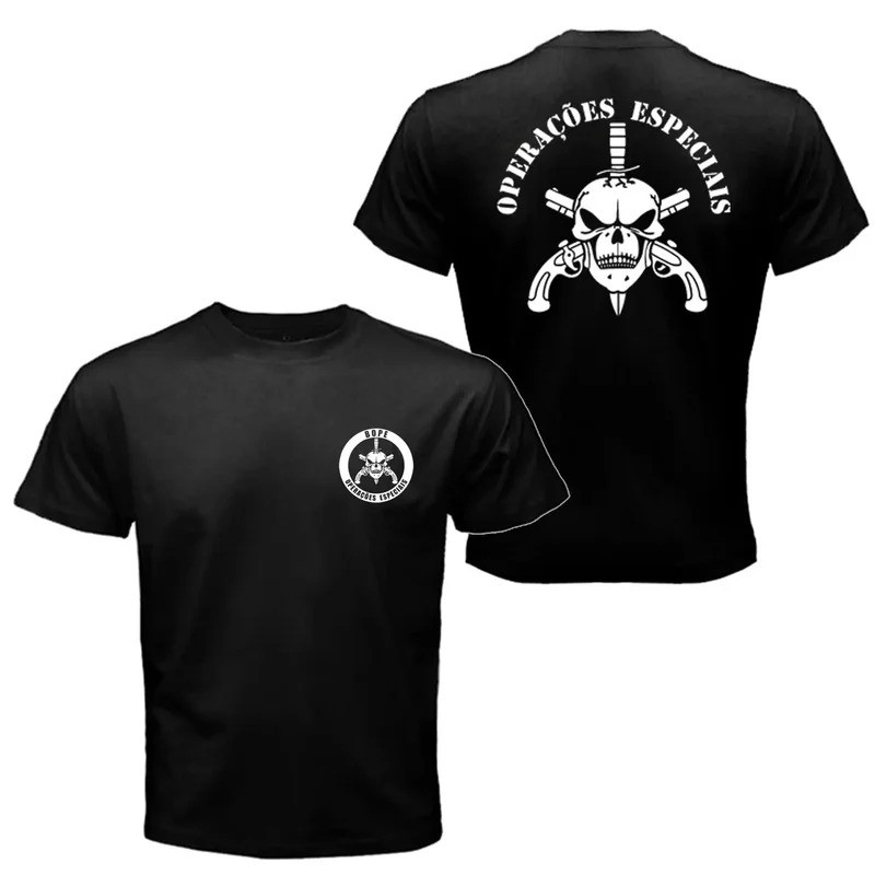 เสื้อยืด BOPE Elite Special Operations Brazil Special Forces Military ทรงหลวม ขนาด S-5XL ผ้าฝ้าย 100