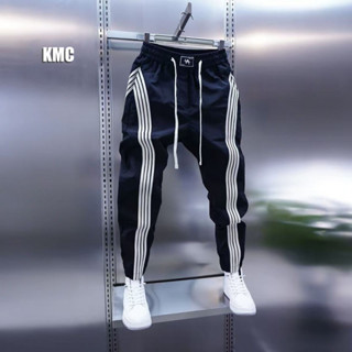 เลกกิ้งลายเส้นแนวตั้งสำหรับผู้ชาย กางเกงลำลองที่เน้นสร้างสรร…