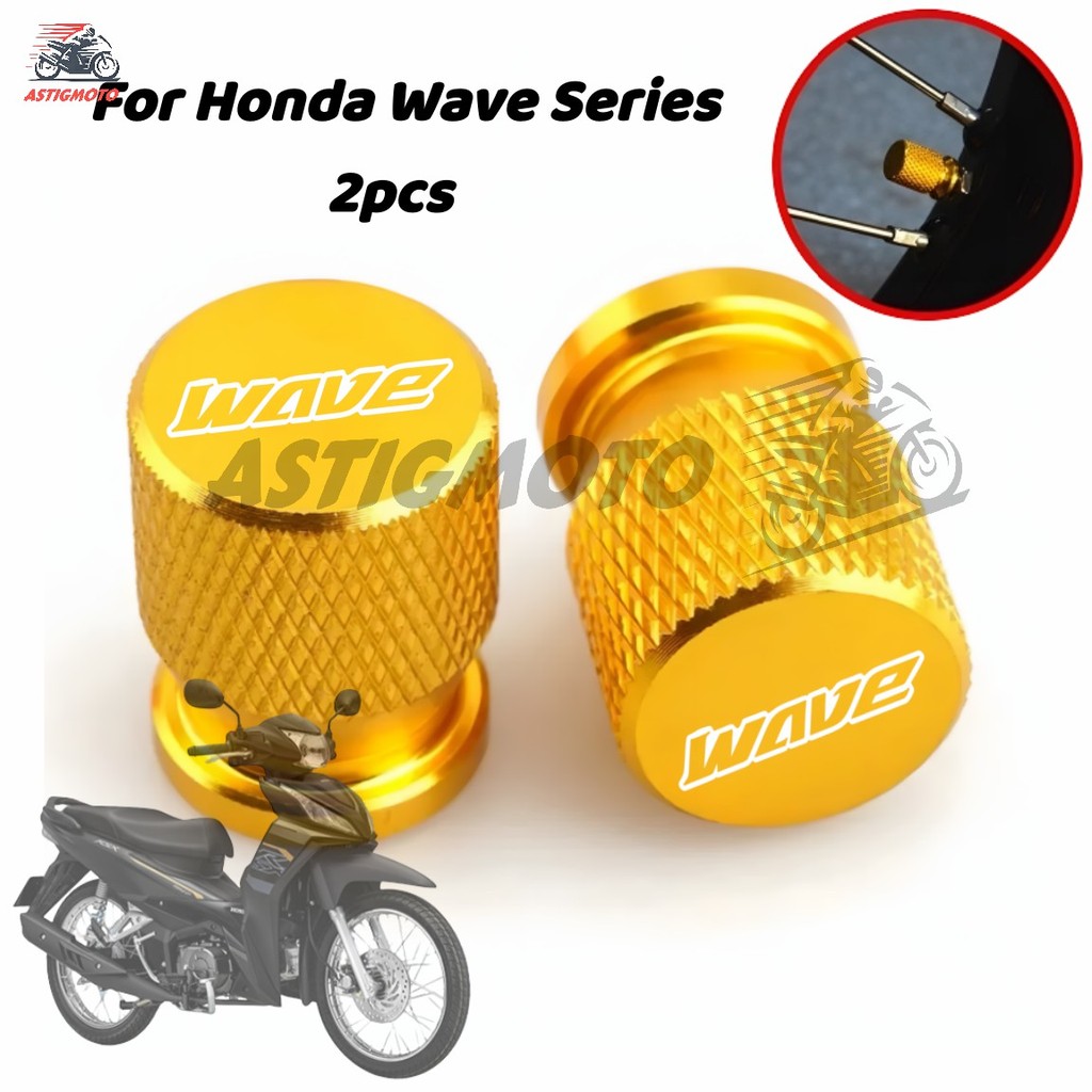 2PCS ยางวาล์ว Stem Caps รถจักรยานยนต์ยางวาล์วหมวก Pito CNC อลูมิเนียมสําหรับ Honda Wave series