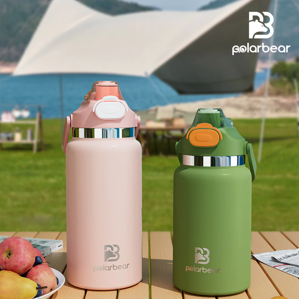 กระติกน้ำสุญญากาศ เก็บความเย็น-ร้อน 900/1200/1400ml ฝาหลอดเด้ง ฝาแบบสองฝั่ง