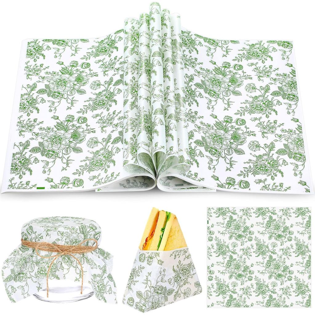 Marspark 100 แผ่นดอกไม้กระดาษขี้ผึ้งสําหรับห่ออาหาร 11.4 x 11 นิ้วฤดูใบไม้ผลิดอกไม้ตะกร้าอาหาร Parch