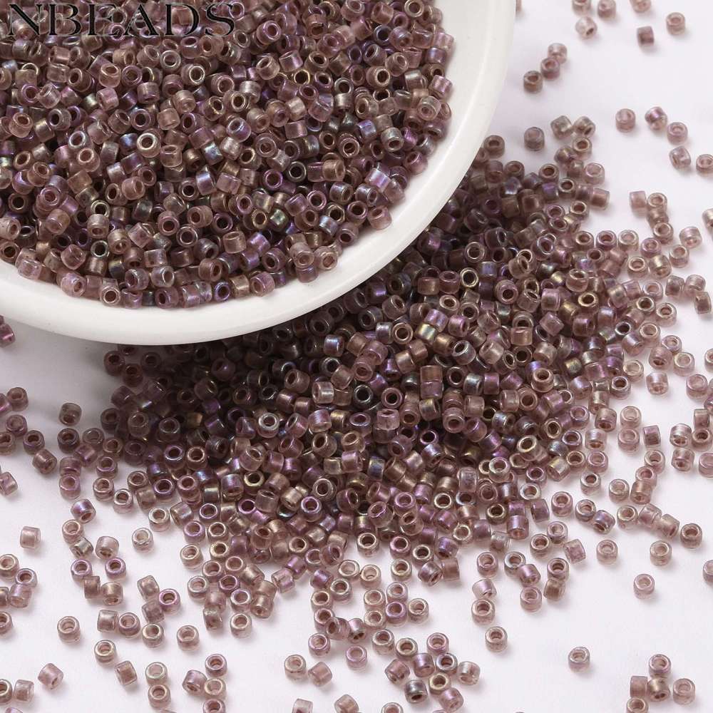 10gs กระบอกเมล็ดลูกปัด Frosted AB สีรอบรูขนาดขนาดมะพร้าวสีน้ําตาล 2x1.5 มม.: 0.8 มม.ประมาณ 888 ชิ้น/