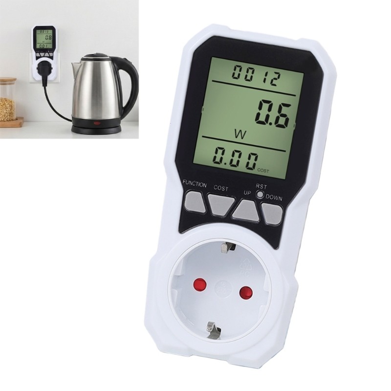 QUU 3680W Power Meter Wattmeter Socket Wattage Kwh การใช้พลังงาน