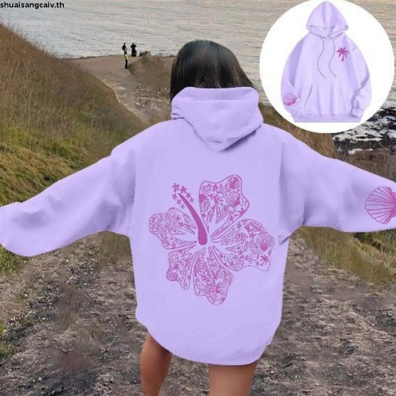 URTHE - เสื้อฮู้ด Oversized แขนยาว ปักลาย รุ่น  BROKEN CORAZON HOODIE