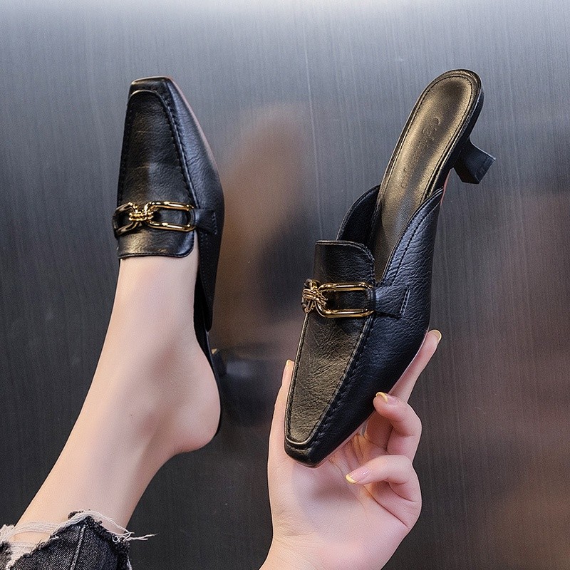 OP2 French Low - Heeled Mules Ladies Out-wear Slippers