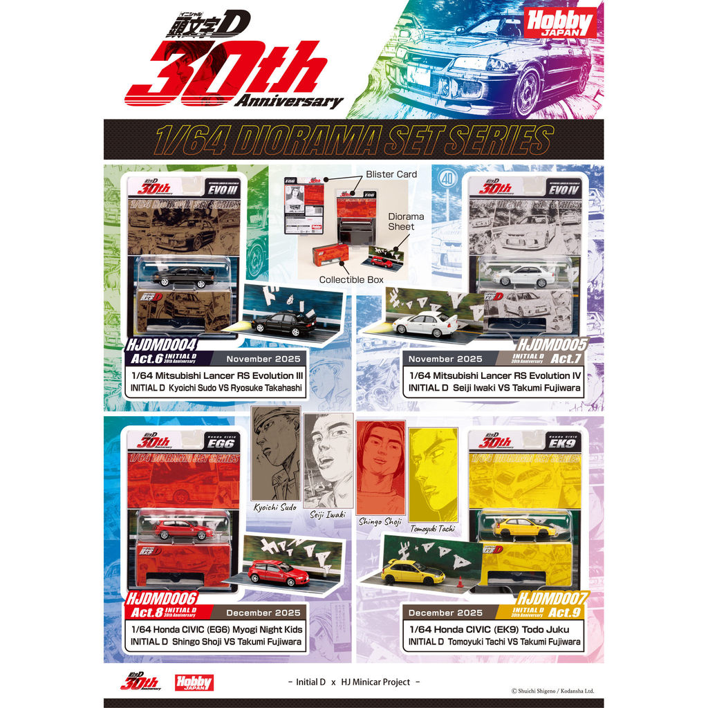 Ready Stock Fast Shipping Ready Stock HJ EVO3 EVO4 EK9 EG6 Initial D Mitsubishi Honda HOBBY JAPAN