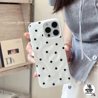 เคสไอโฟน 16 17 13 สำหรับ iPhone 17 15 11 13 16 14 12 Pro Max 15 14 16 6 6S Plus XR X XS ผ้าคลุมระบายลายจุดหวานน้อยชิ้น
