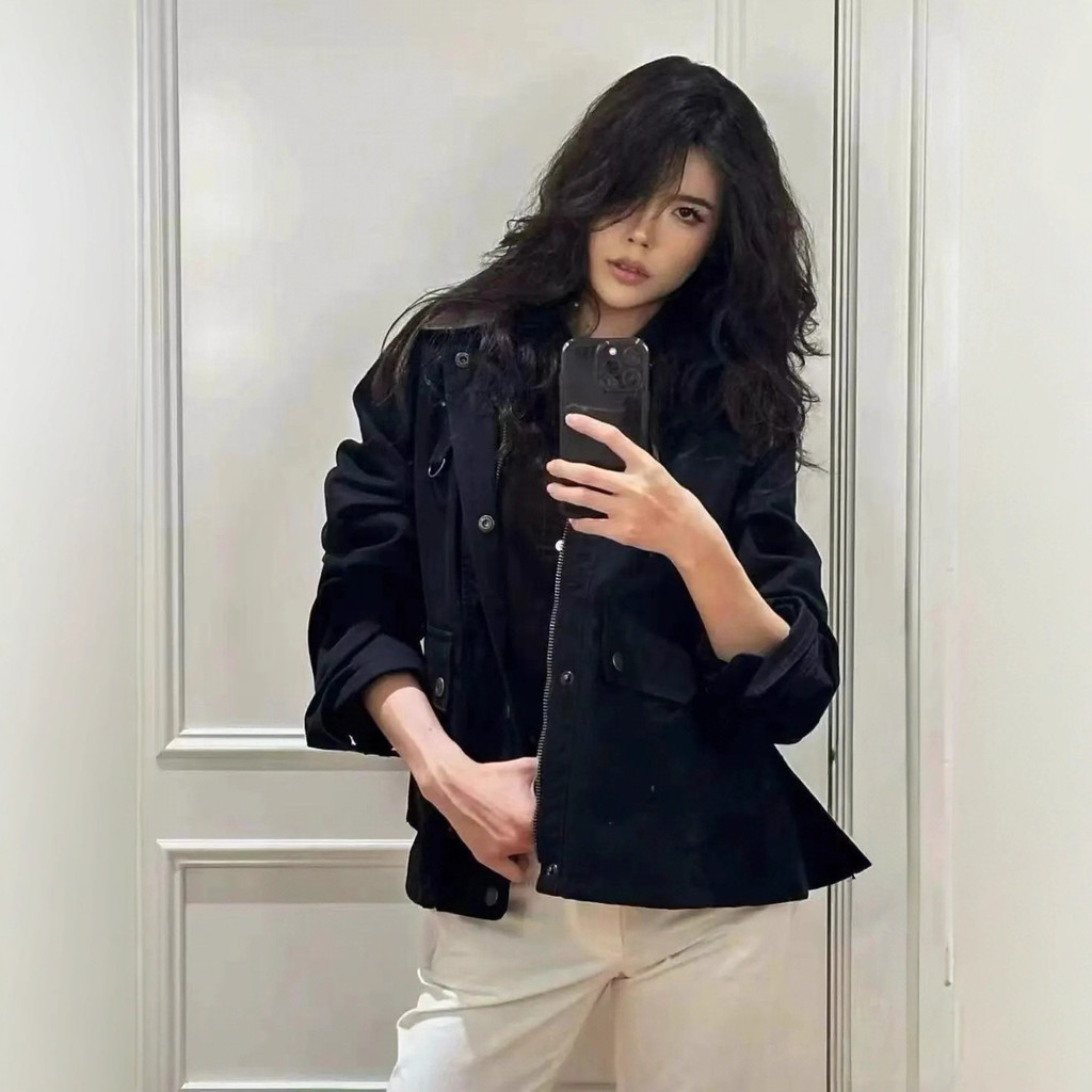 Ralph Pony American Retro Leather Collar polo Collar Stitching Pocket Cargo Jacket Jacket Men - รูปที่ 2