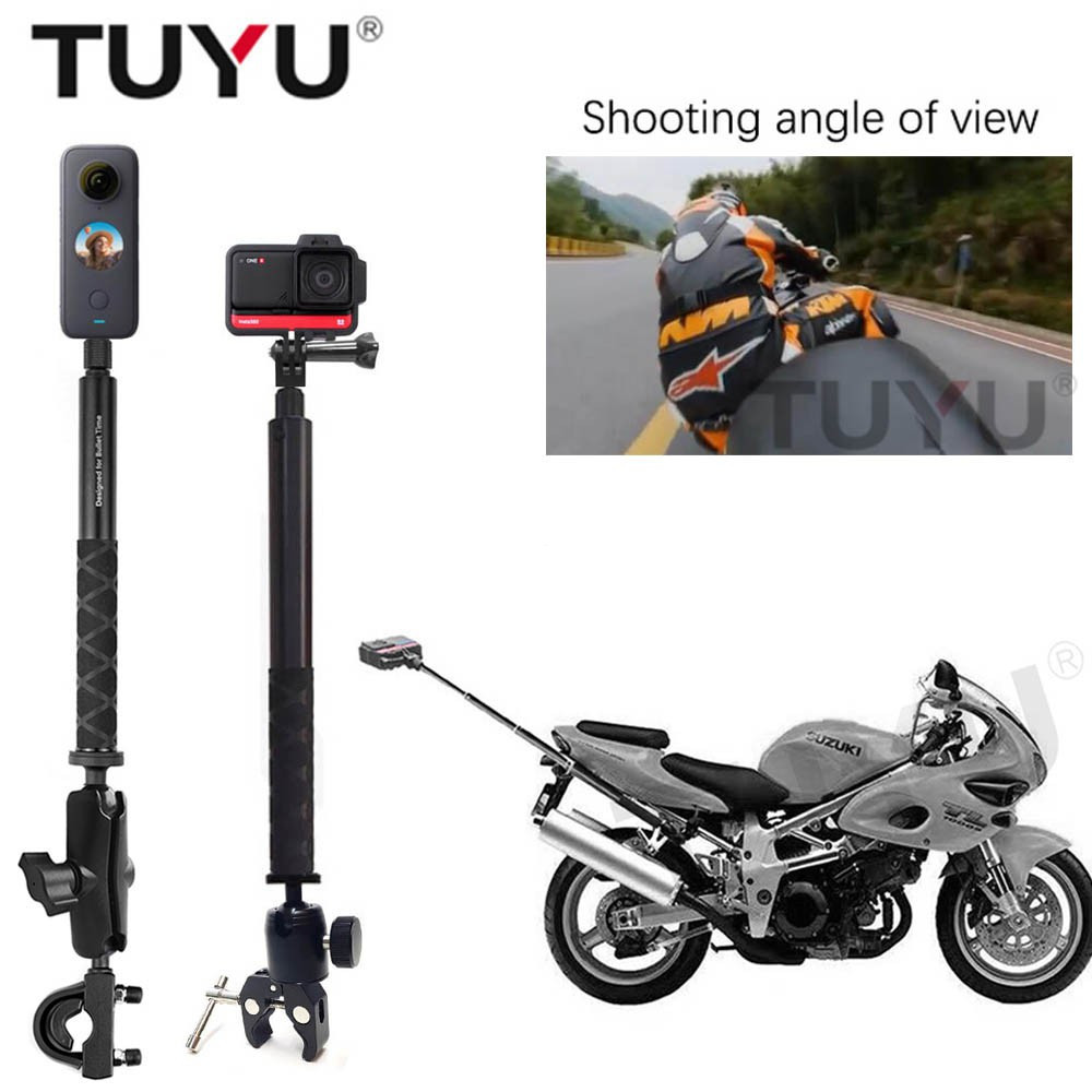 TUYU ที่ยึดกล้องรถจักรยานยนต์ขายึดแฮนด์สําหรับ GoPro DJI & Insta360 One R X2 ที่มองไม่เห็น Se