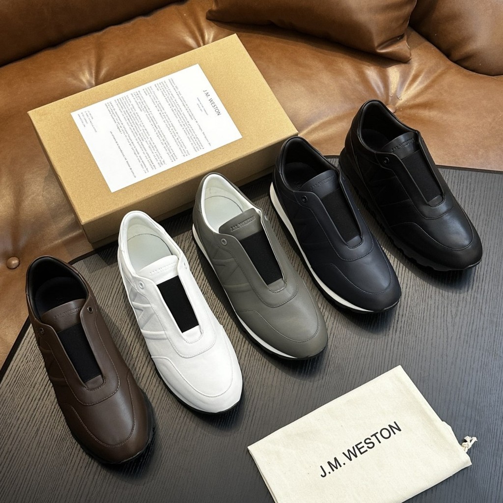 BMI1 J.M.WESTON Handmade Shoes Business Men's Shoes Casual Round Toe Slip-On New Comfortable British