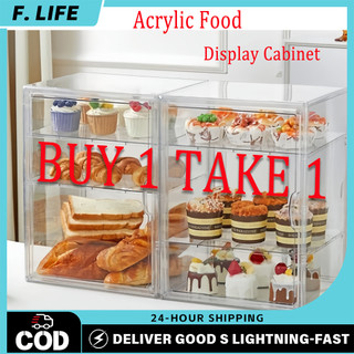 [BUY 1 TAKE 1]2/3 Layers Acrylic Display Case Mug Storage Organizer Store Food Dustproof Box Dessert Cake Bread Show Rack