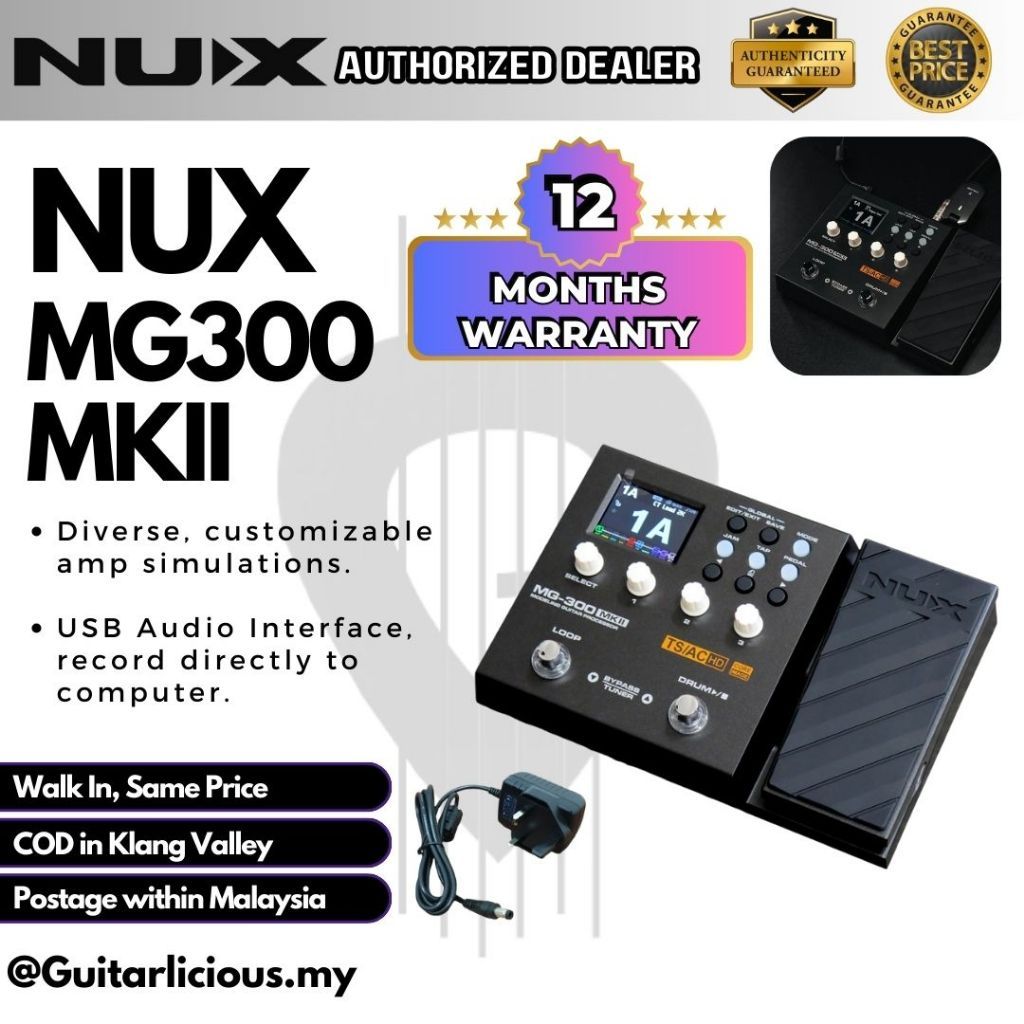 Nux MG-300MKII Modelling Guitar Processor Multi Electric Guitar Effects Pedal (MG300 MG300MKII)