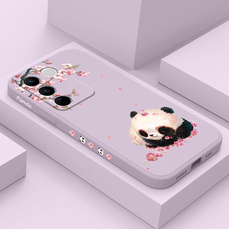 เคสโทรศัพท์สําหรับVIVO V27 V27E V23 V25 V23E V21 V20 2021 Pro 5G Cherry Pandaการออกแบบสร้างสรรค์ฝาคร