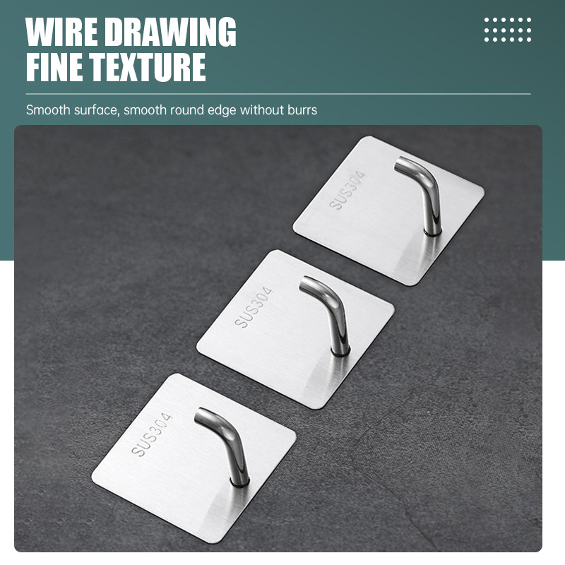 HomeBliss💖ตะขอสแตนเลส 304ตะขอติดผนังสแตนเลสกาวเหนียวติดทนไม่ลอก กันน้ำ รับน้ำหนักได้ดี มีรูพรุนในห ้องน ้ ําและห ้องครัว - รูปที่ 6