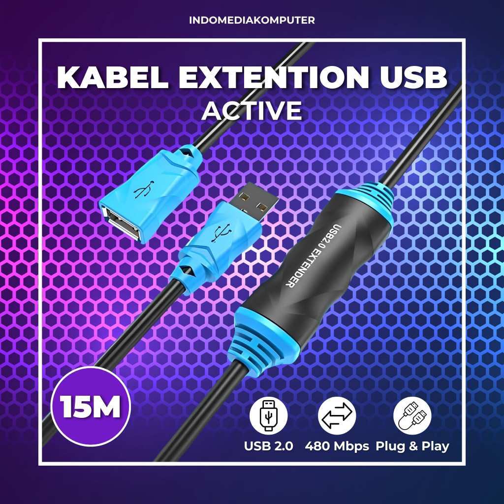 CABLE EXTENSION USB 2.0 15M ACTIVE