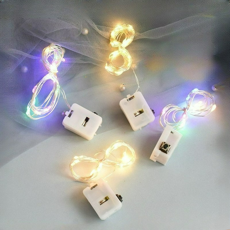 ไฟแฟนซี LED แบบสาย (ถ่านรวม) 3 โหมด 1/2/3M ไฟประดับคริสต์มาส สำหรับในร่ม/กลางแจ้ง อุปกรณ์ตกแต่งวันหยุด