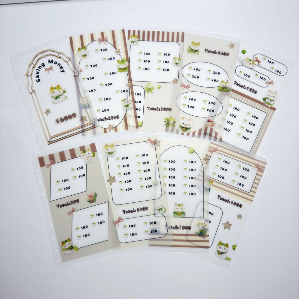 Original A6 Money Bag Coffee Cat Children Fun Money- saving Loose-leaf Cash Coin Purse Storage Class