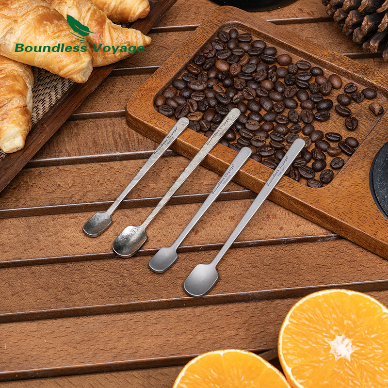 Boundless Voyage ไทเทเนียมมินิช้อนกาแฟช้อนเอสเปรสโซช้อนชาขัดเครื่องครัวบนโต๊ะอาหาร,เครื่องล้างจานปลอดภัย Ti1133T-34T