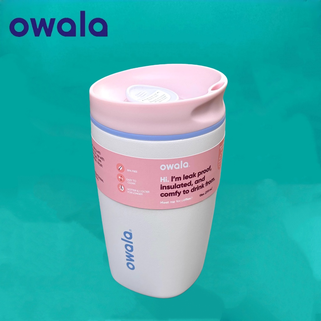 ถ้วยกาแฟ Owala SmoothSip - แก้วน้ํารักษาอุณหภูมิ 12 ออนซ์ ฝาเลื่อน เหมาะสําหรับผู้เดินทาง