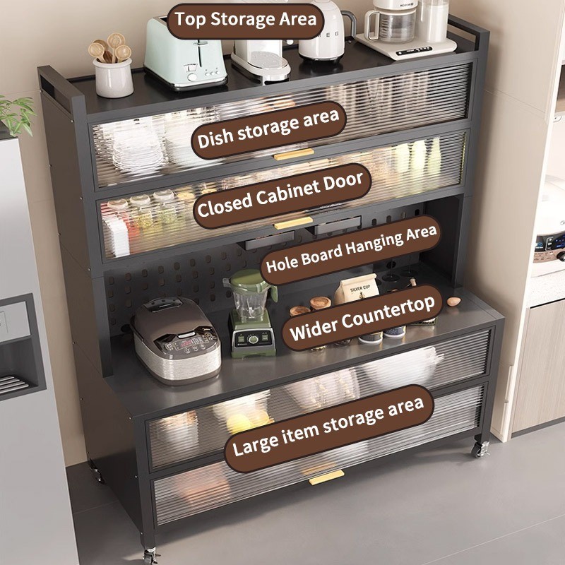 ทนทาน Rak Kabinet Dapur Kitchen Cabinet Rack Microwave Oven Cabinet Kitchen Storage Racks Shelf with