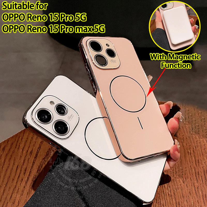 เคส OPPO Reno 15 5G Reno 16 15 Pro 5G เคส OPPO Reno 15 Pro Max 5G กันกระแทกแม่เหล็ก พร้อมฟิล์มป้องกันเลนส์กล้อง เคสโทรศัพท์หรูแบบด้านแข็ง สัมผัสฝ้า ป้องกันรอยนิ้วมือ