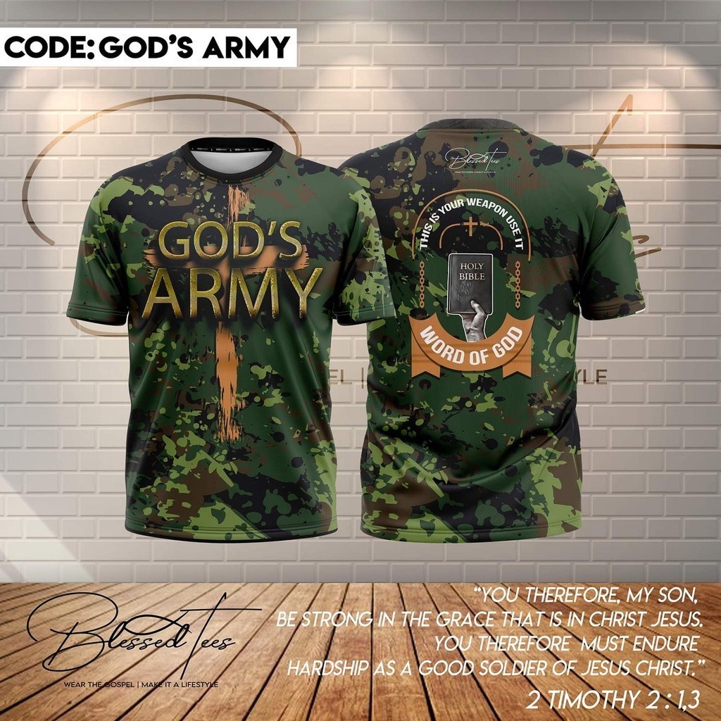 ARMY In The Field Tshirt Full Sublimation GODS ARMY BLESSEDTES SHIRT