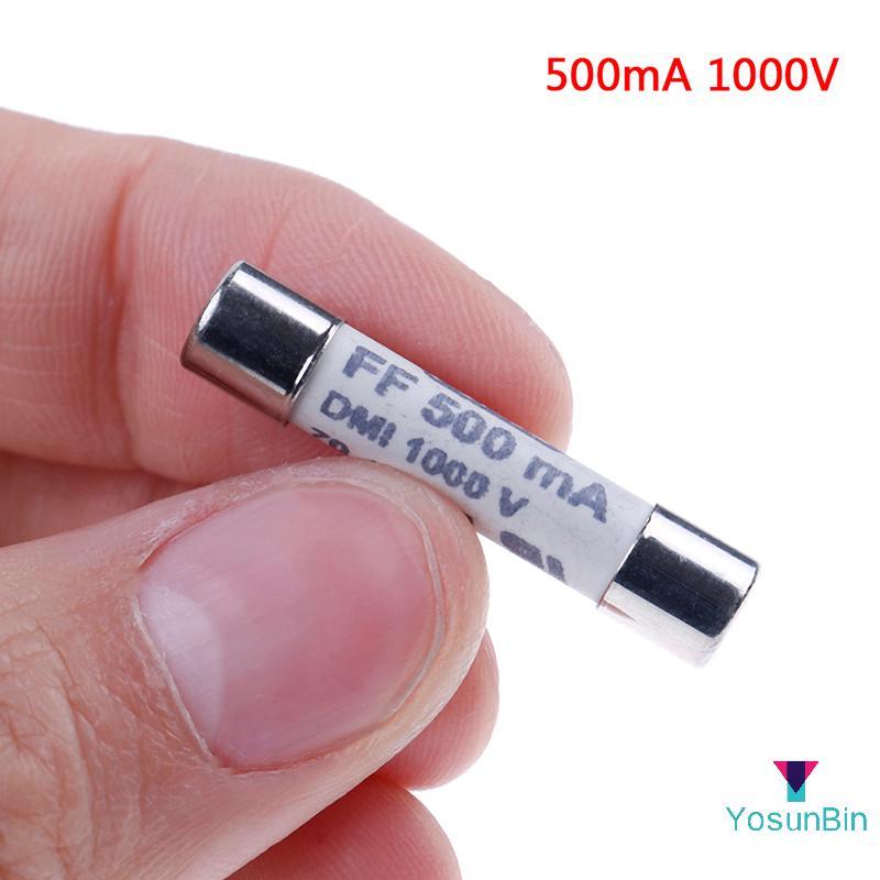 YosunBin] 1 PC FF 0.5A 500mA 1000V dmi ฟิวส์สําหรับมัลติมิเตอร์ F15B F17B F18B 6.3x32 มม.ใหม่