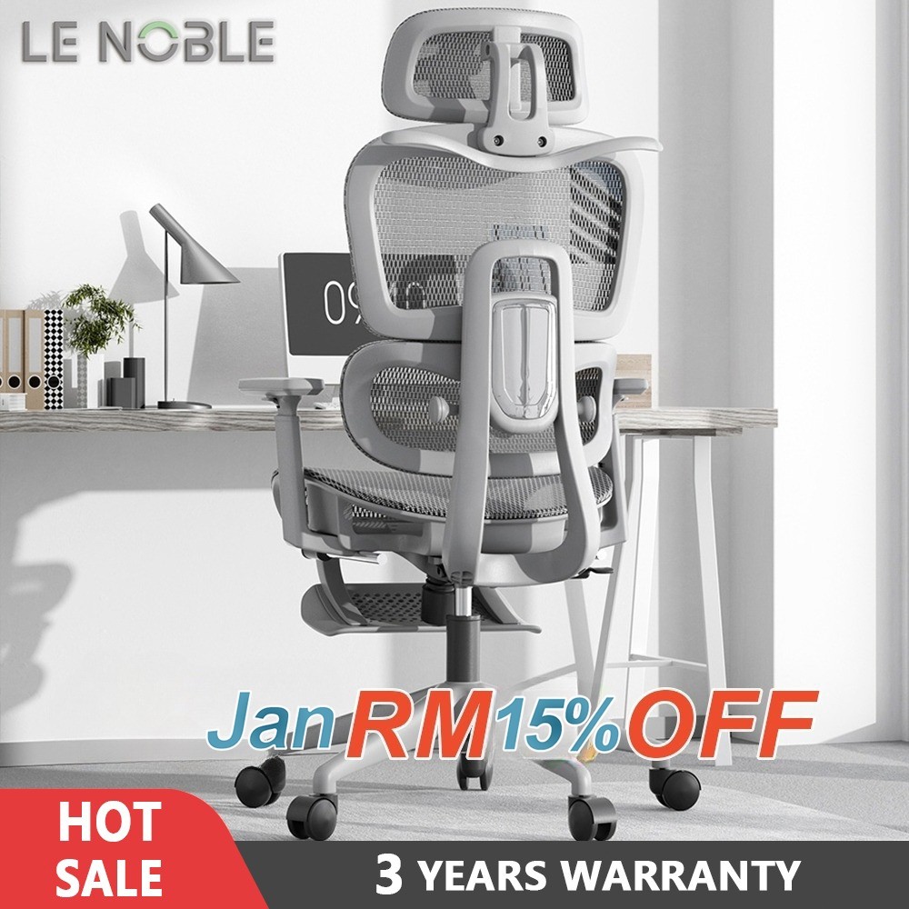 LENOBLE W90 Ergonomic Office Chair Gaming Chair Adjustable Kerusi office High back- 3 Years Warranty